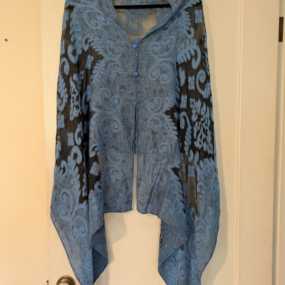 Elegant Blue Lace Shawl